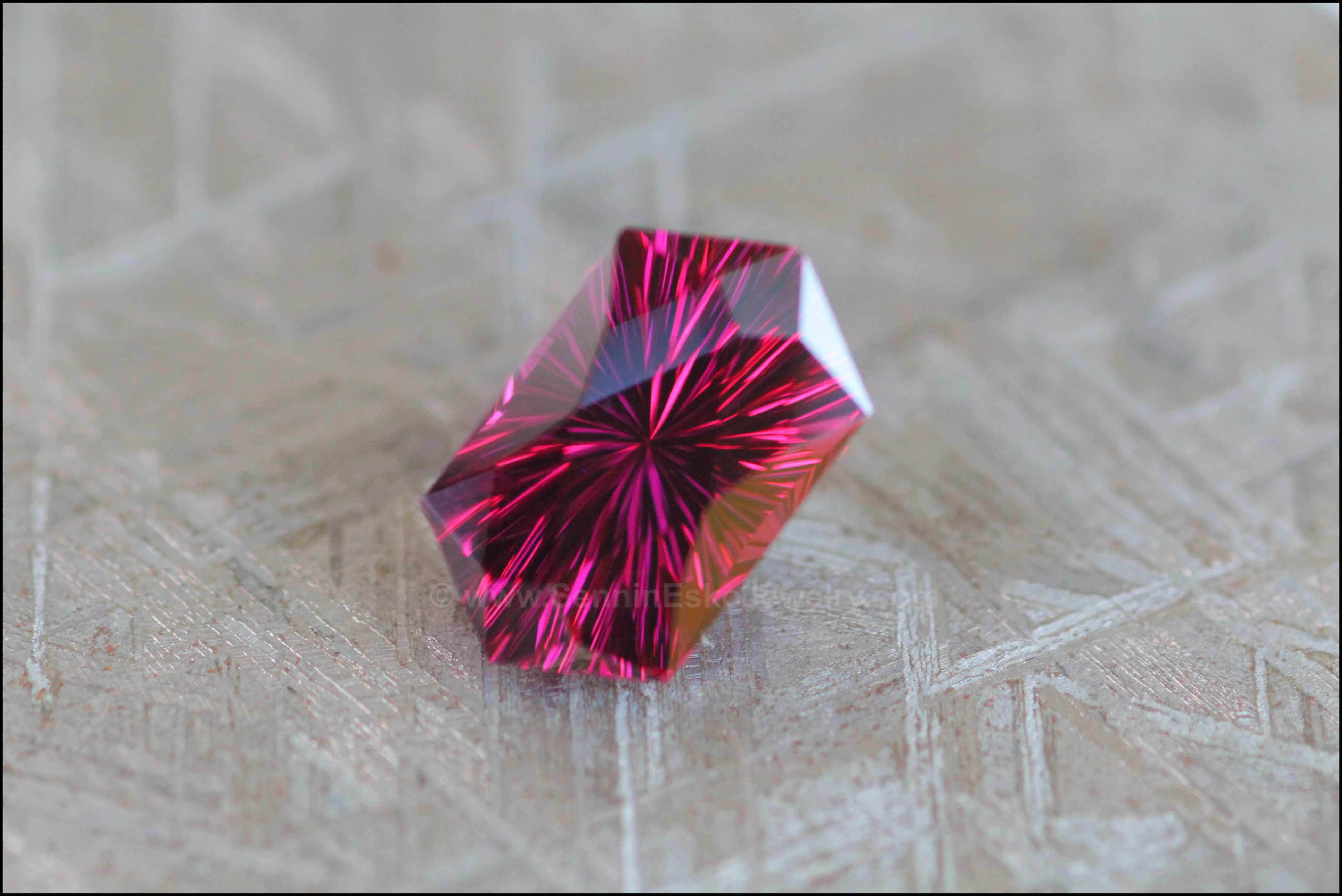 5.4ct Magenta Garnet Hexagon - Fantasy Cut 12.7x7.5mm