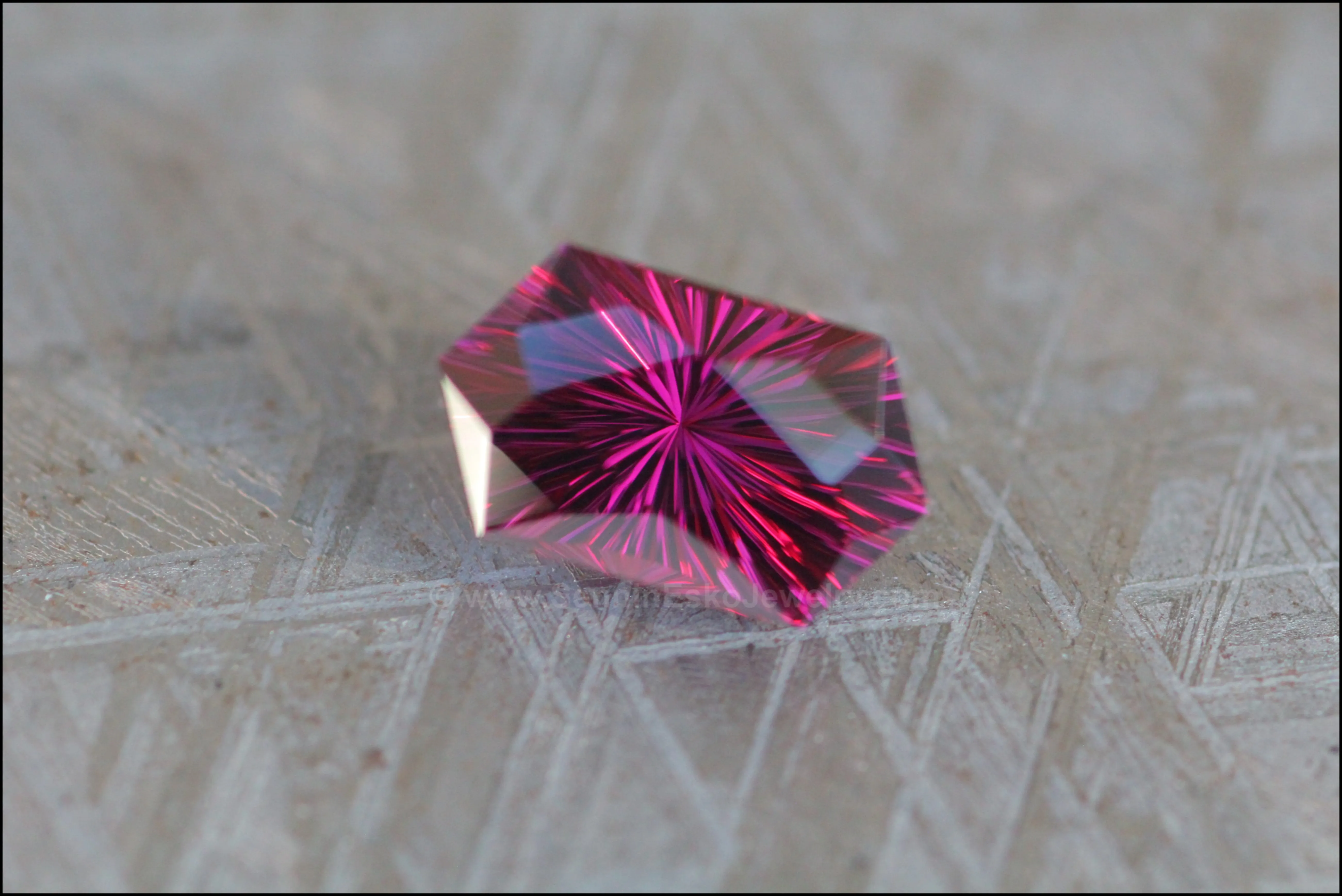 5.4ct Magenta Garnet Hexagon - Fantasy Cut 12.7x7.5mm