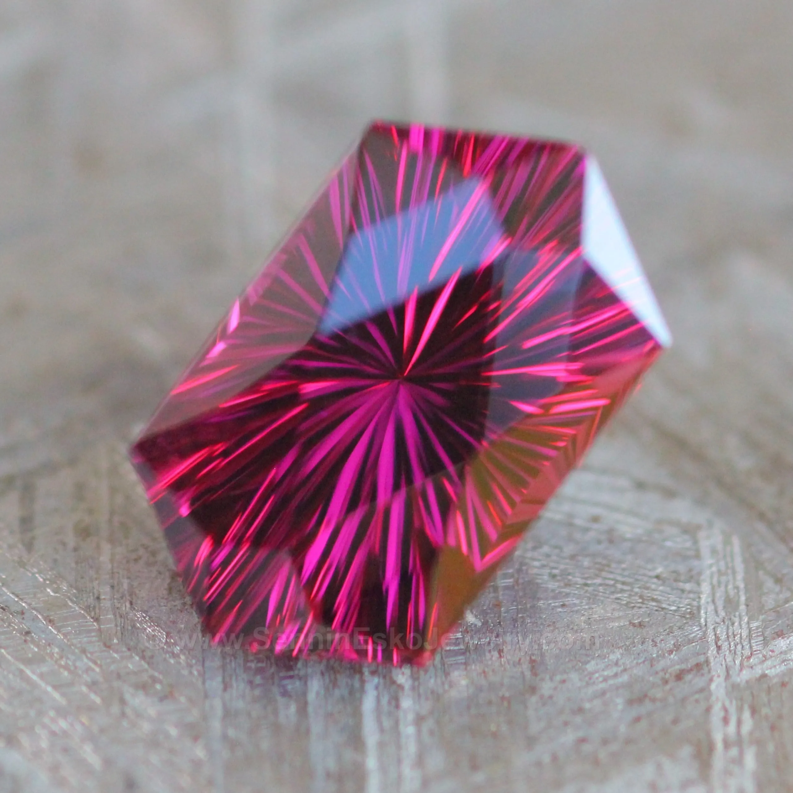 5.4ct Magenta Garnet Hexagon - Fantasy Cut 12.7x7.5mm