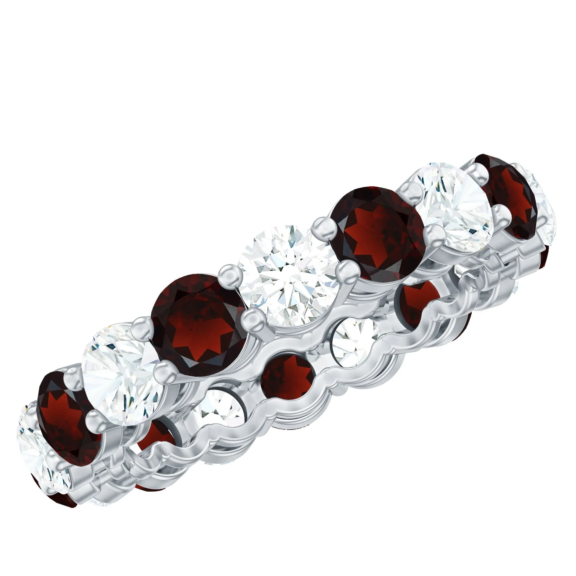 6 CT Round Garnet Gold Eternity Band Ring with Moissanite