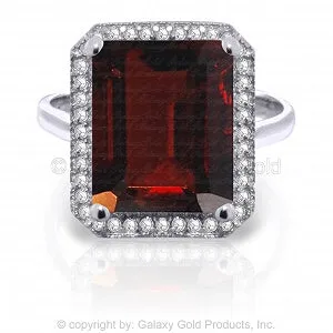 7.7 Carat 14K Solid White Gold Joy To Others Garnet Diamond Ring