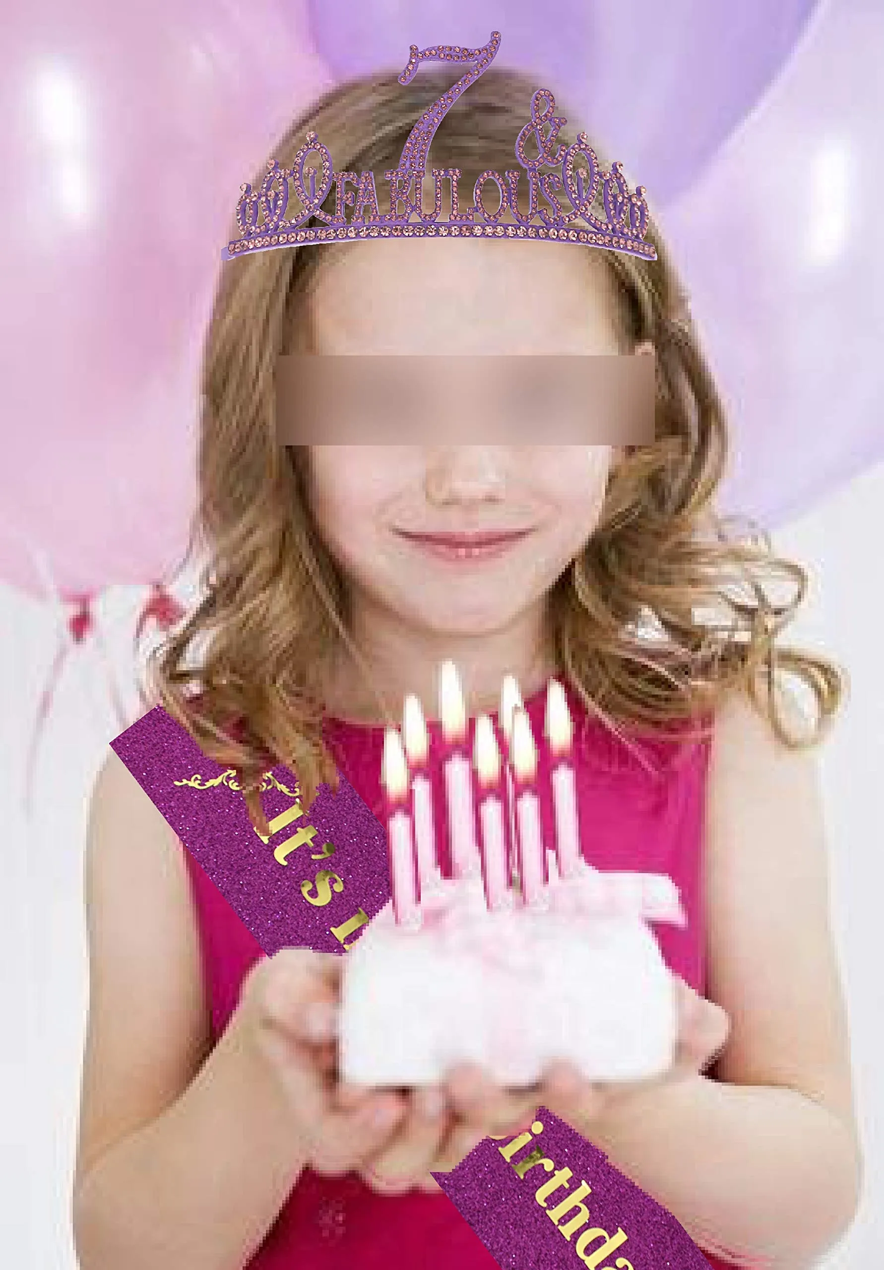 7th Birthday Gifts for Girls,7th Birthday Tiara and Sash Purple,7th Birthday Decorations