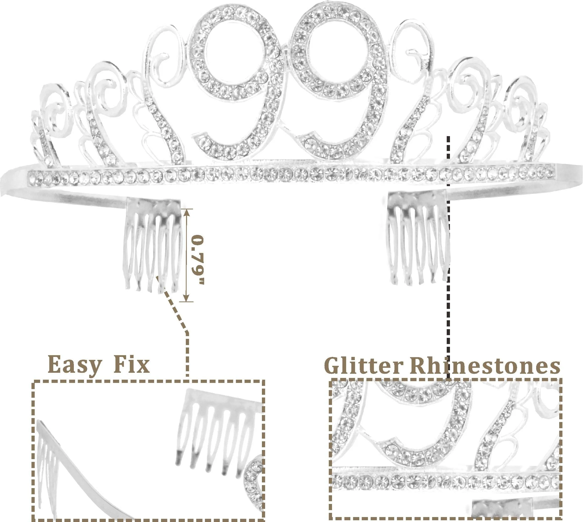 99th Birthday, 99th Birthday Decorations for Women, 99th Birthday Tiara, 99th Birthday