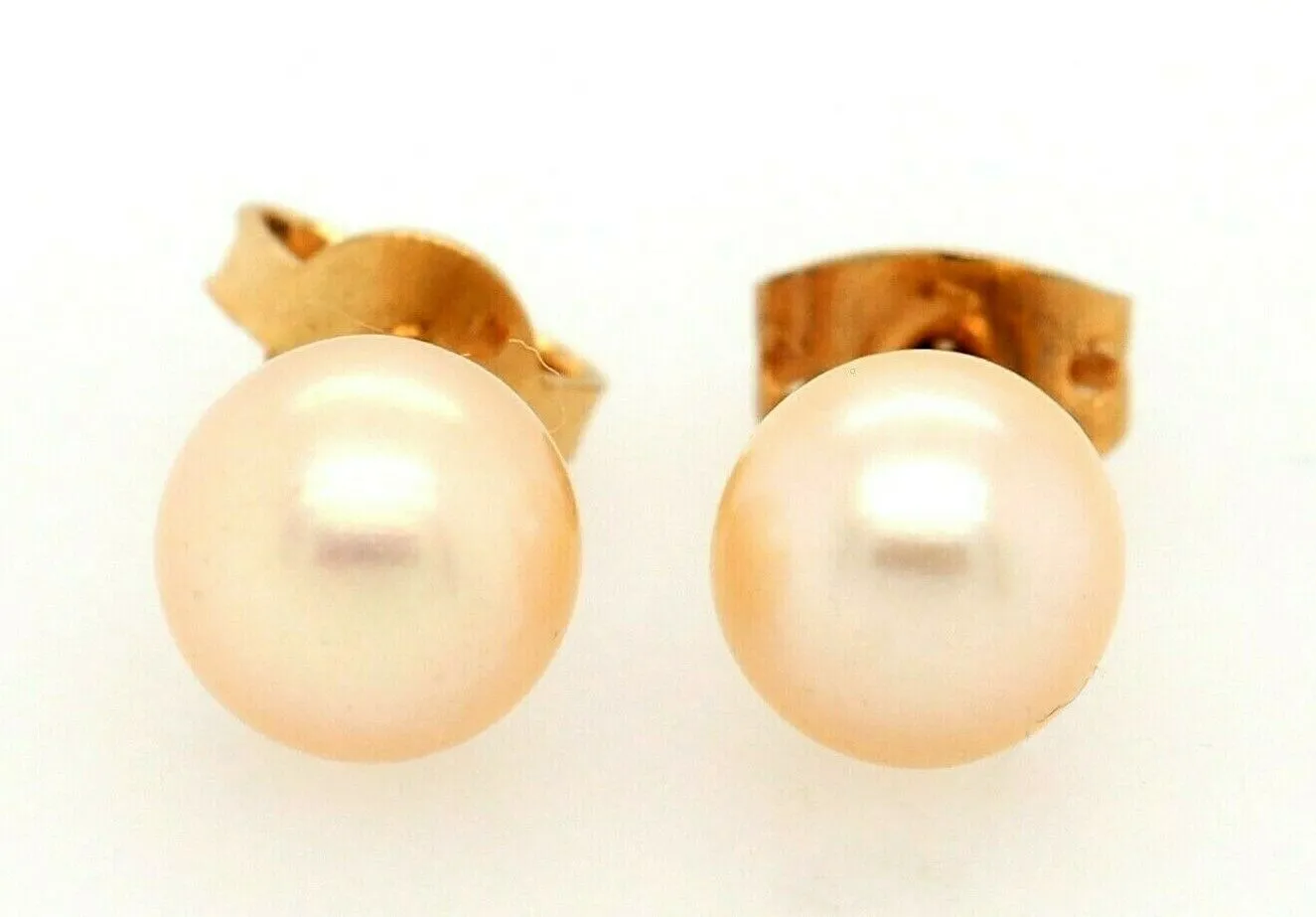 9ct Yellow Gold & Pearl Stud Earrings Fine Elegant Jewellery Pierced Ears