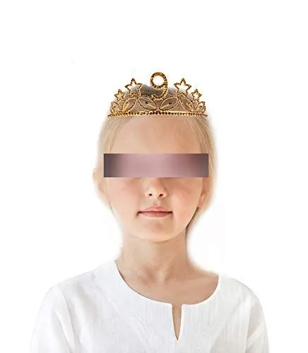 9th Birthday Gifts for Girl, 9th Birthday Tiara and Sash Gold, HAPPY 9th Birthday Party