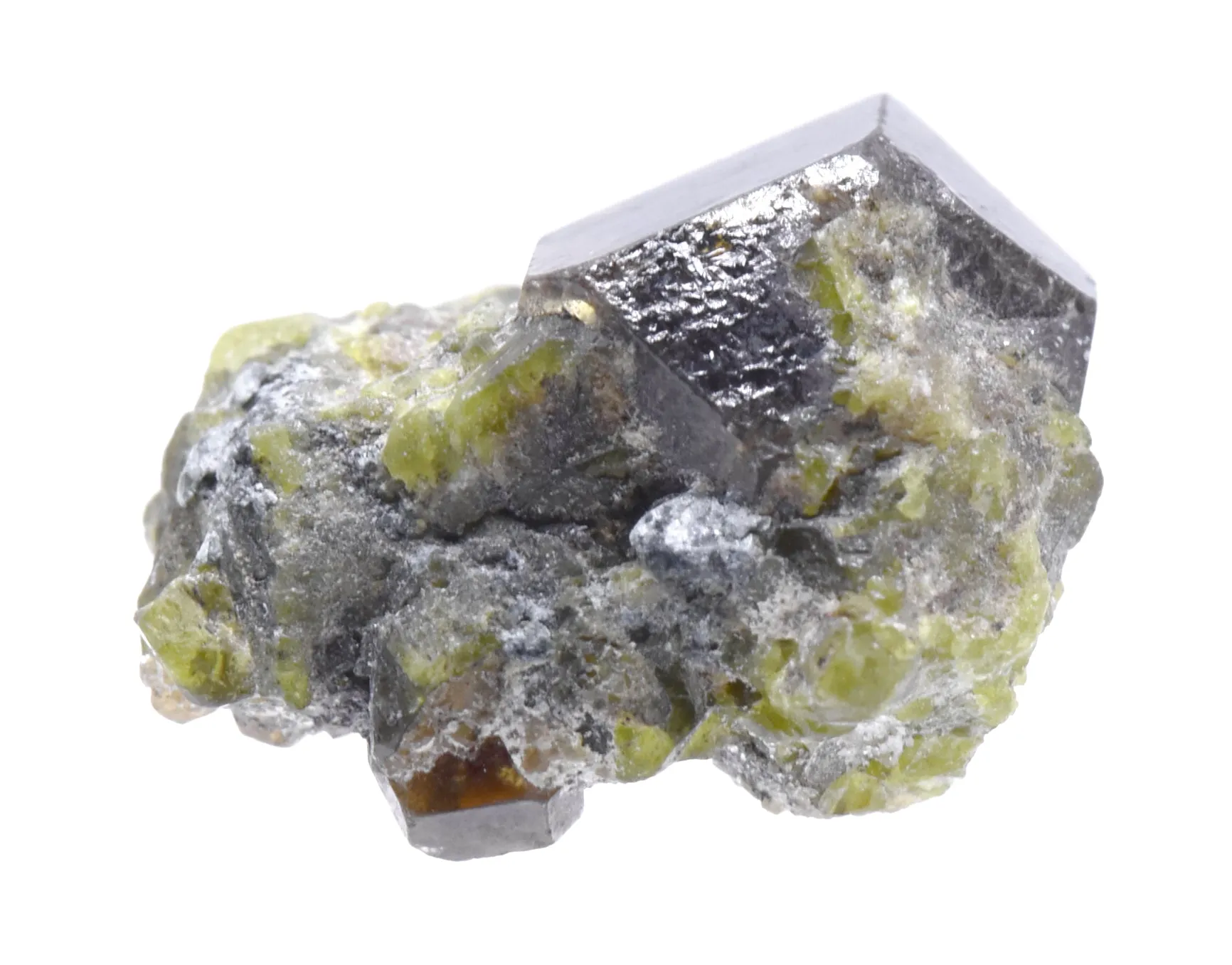 Andradite Garnet on Epidote Crystals Mineral Specimen - Afghanistan