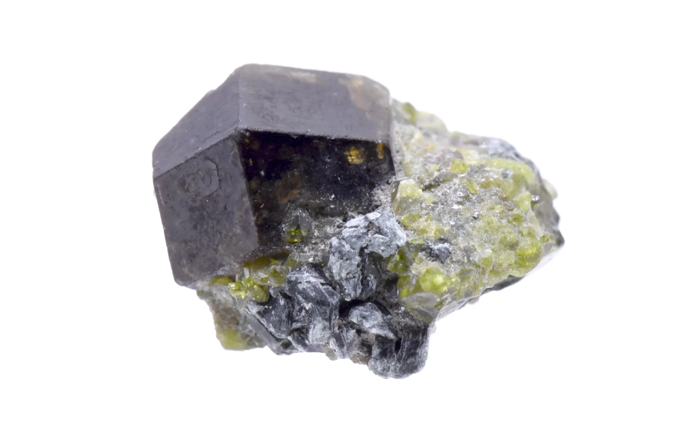 Andradite Garnet on Epidote Crystals Mineral Specimen - Afghanistan