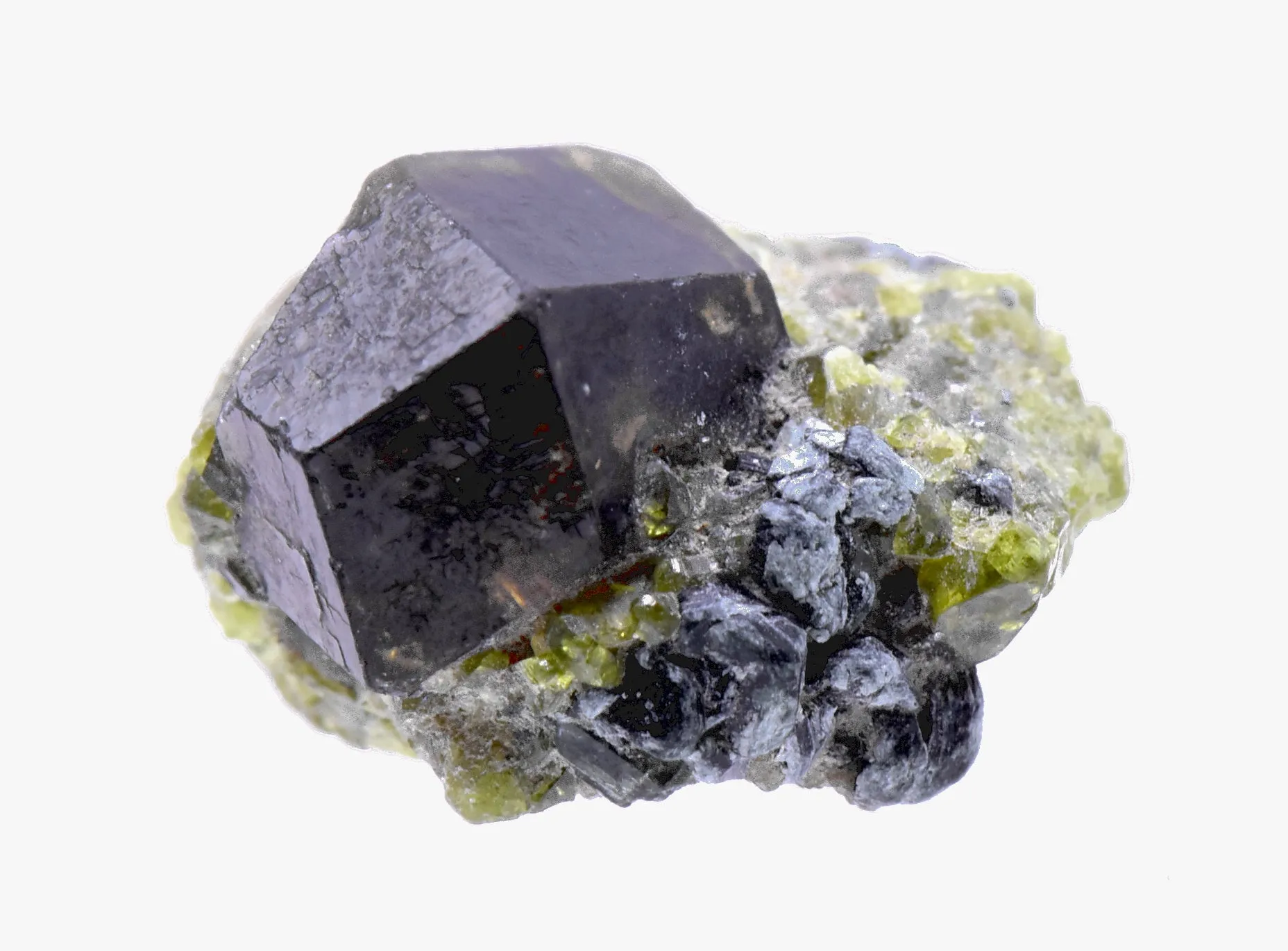 Andradite Garnet on Epidote Crystals Mineral Specimen - Afghanistan