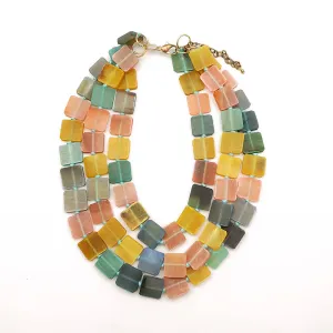 Anju Omala Pleasing Pastels Collection Triple Layer Bib Necklace