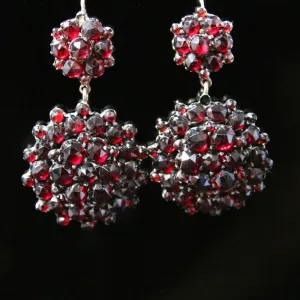 Antique Victorian Garnet Gold Earrings - Circa 1880