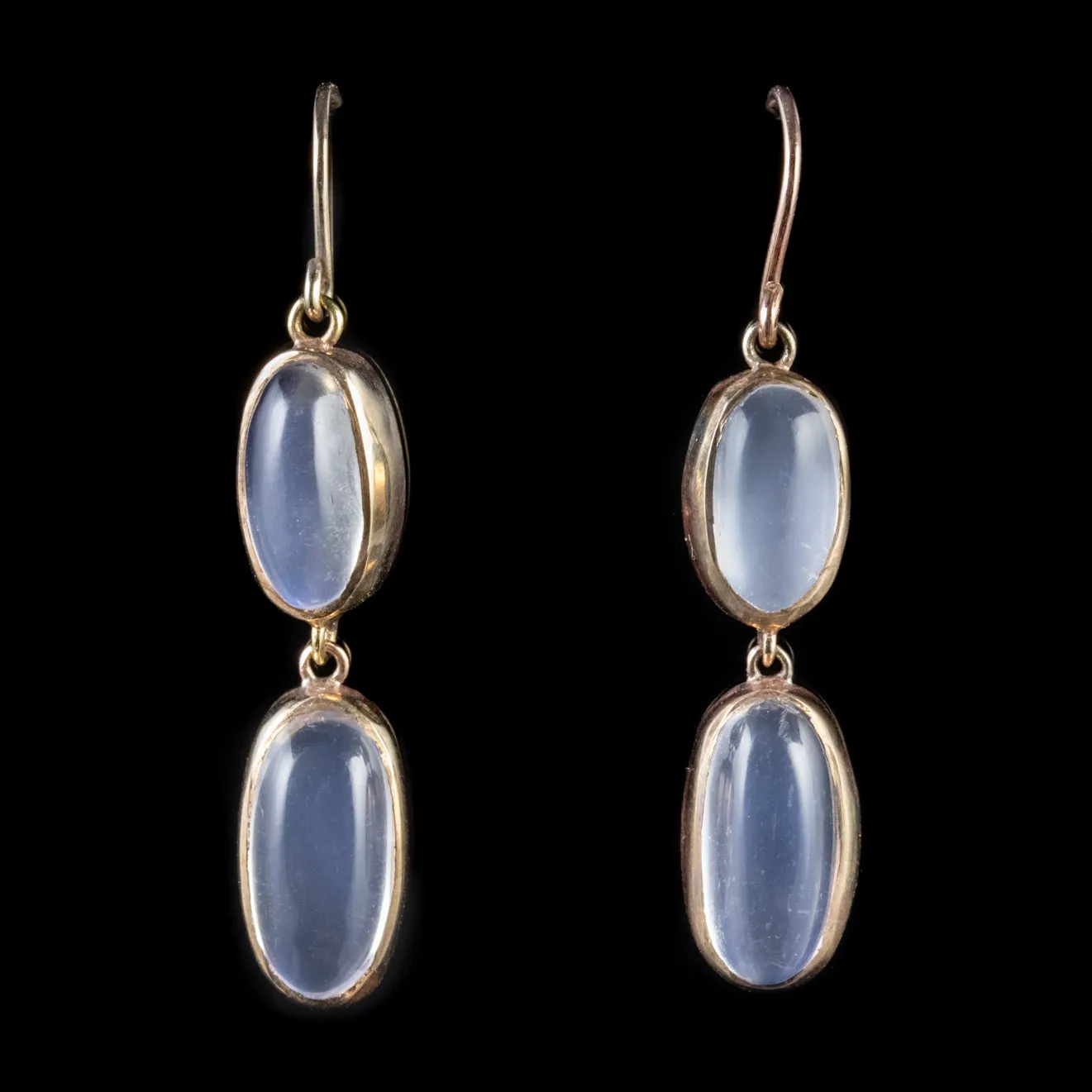 Antique Victorian Moonstone Earrings 15Ct Gold Circa 1900