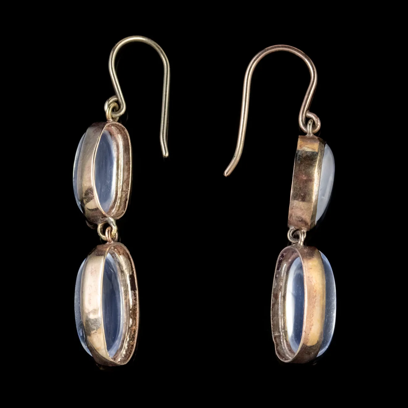 Antique Victorian Moonstone Earrings 15Ct Gold Circa 1900