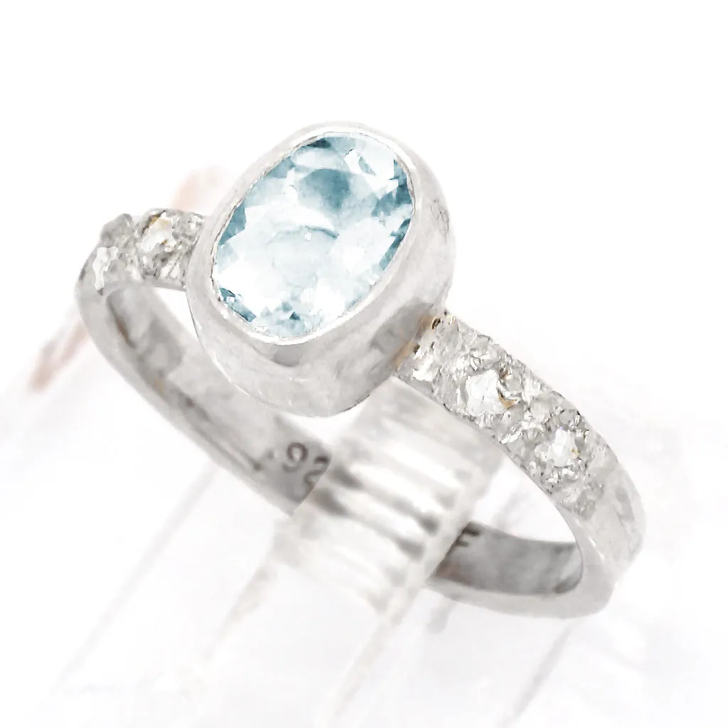 Aquamarine & Zircon Ring (size 6 1/2)