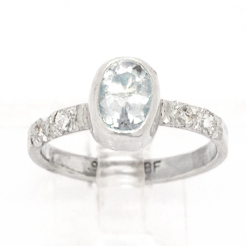 Aquamarine & Zircon Ring (size 6 1/2)