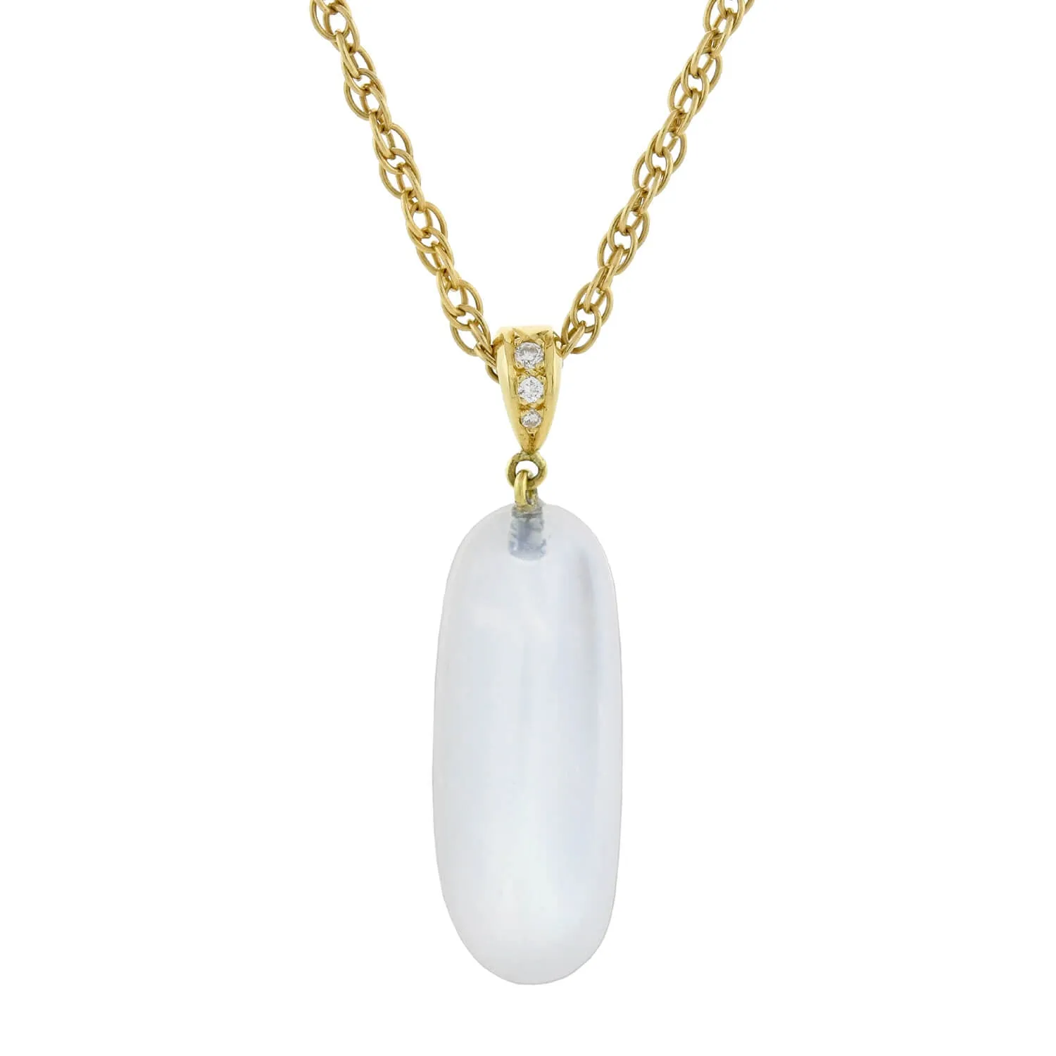 Art Nouveau 18kt Large Moonstone Drop Pendant with Modern Chain Necklace