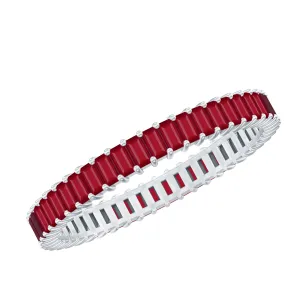 Baguette Cut Ruby Eternity Ring in Shared Prong Setting