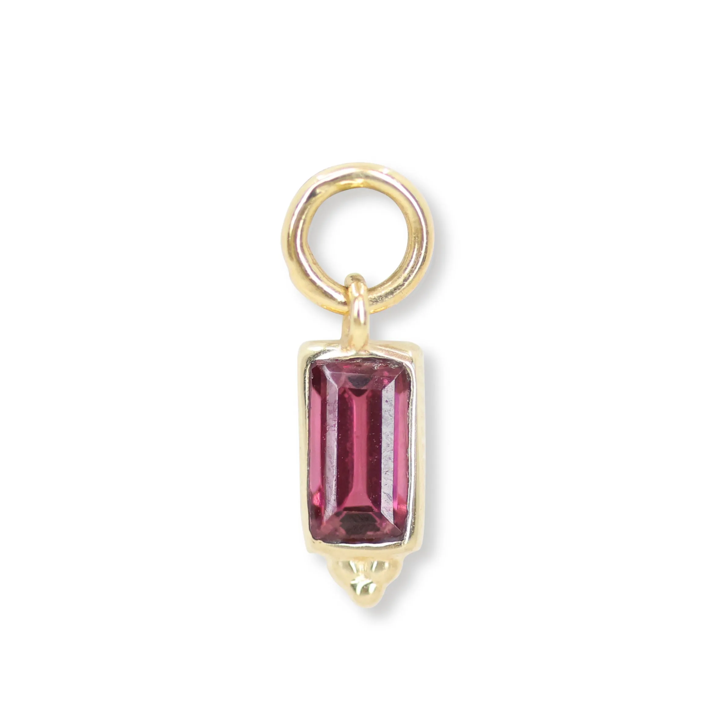 Baguette Rhodolite Gold Charm