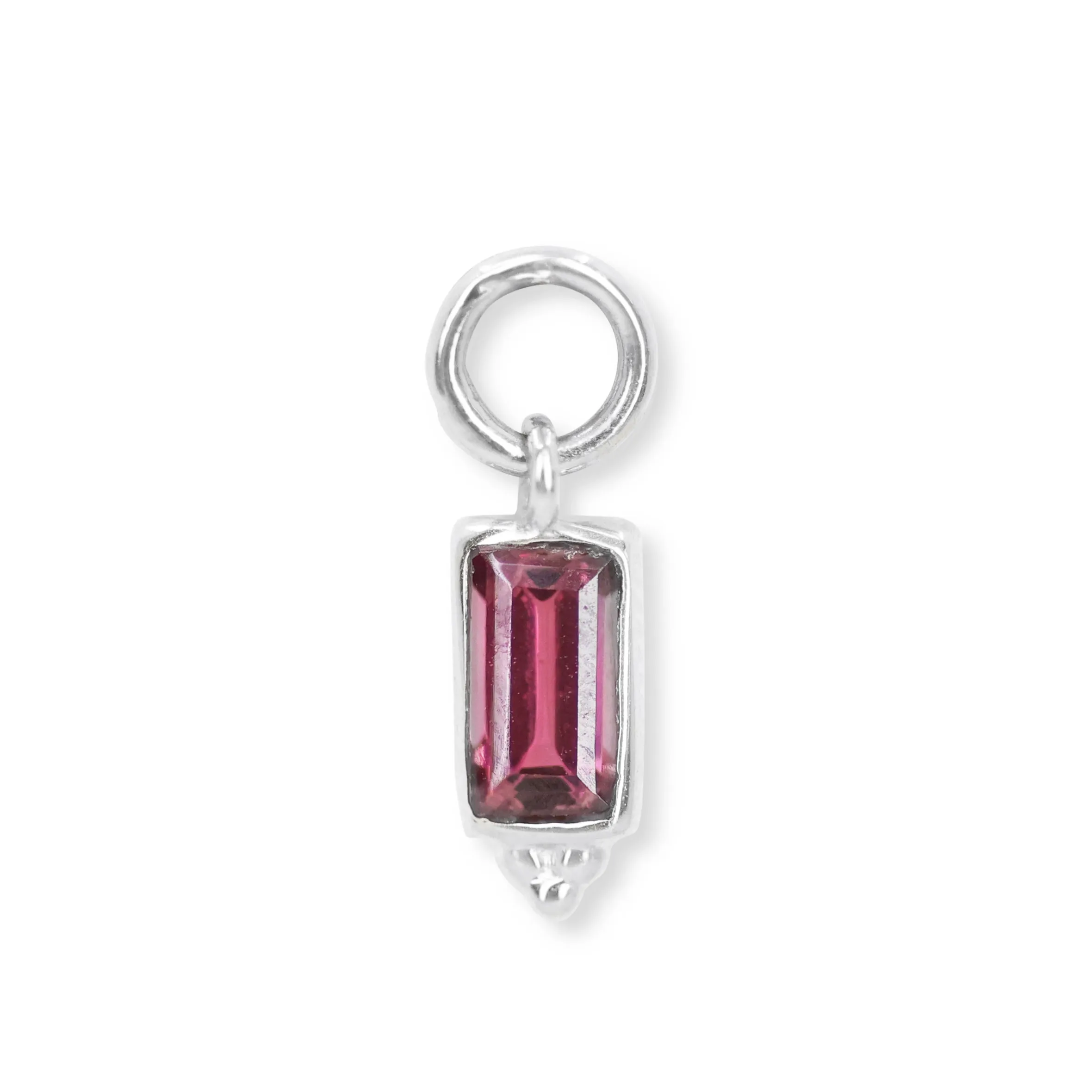 Baguette Rhodolite Silver charm