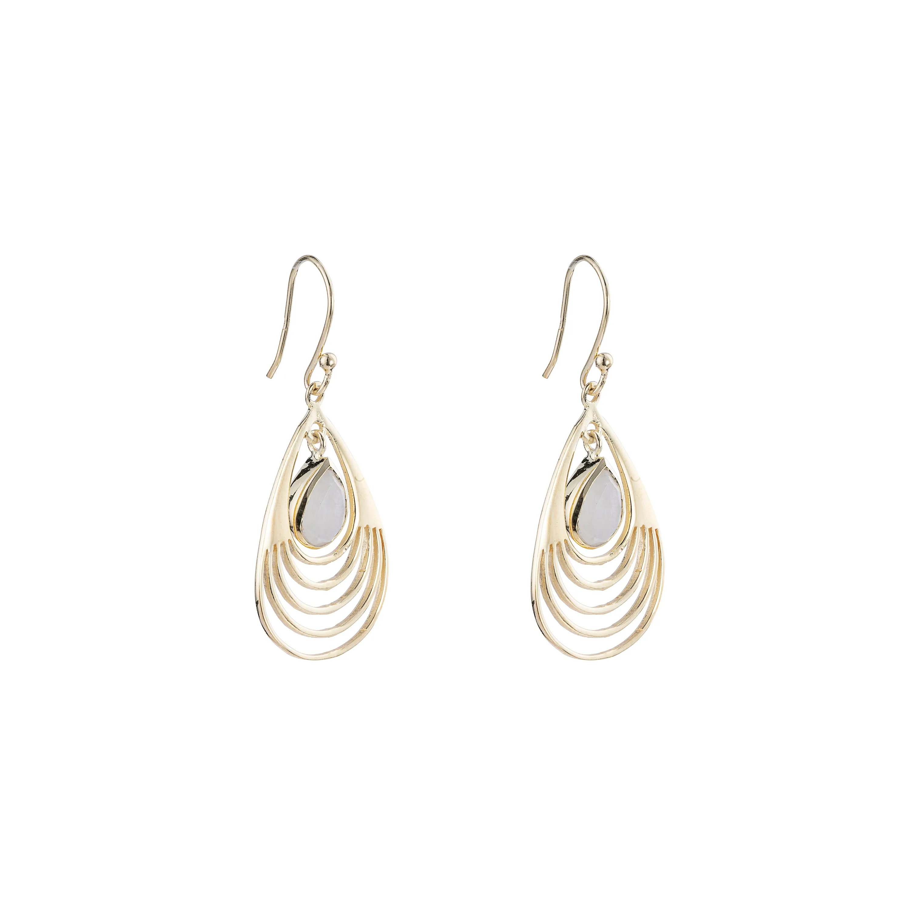 Baila Rainbow Moonstone Earrings, Gold Vermeil