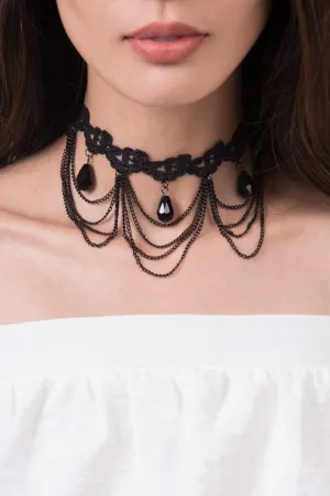 Black Lace Teardrop Choker