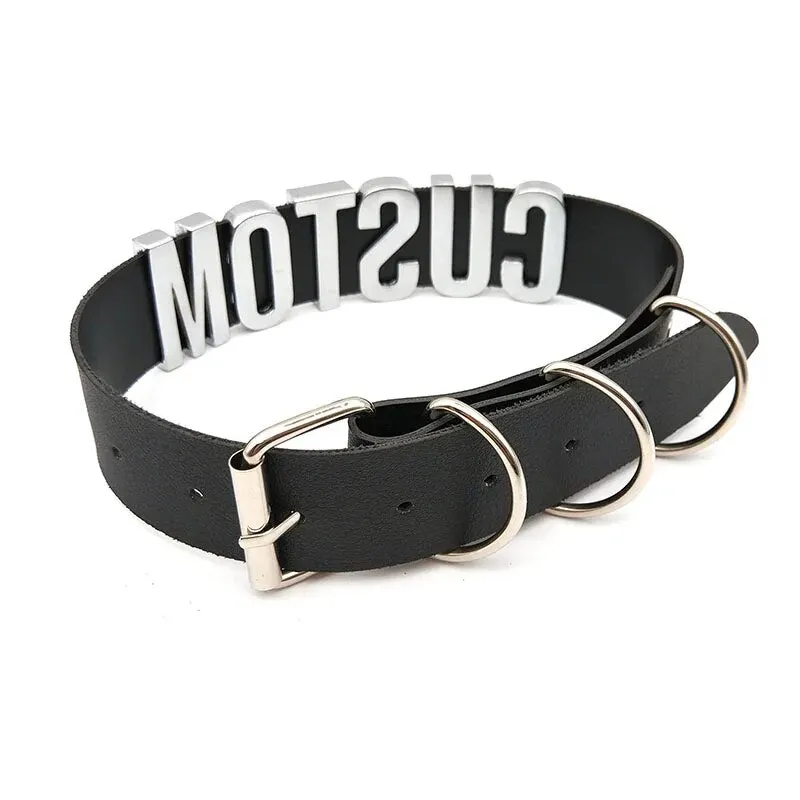 Black PU Collar with Customized Letters - Choose one or order with your own text (max 10 letters)