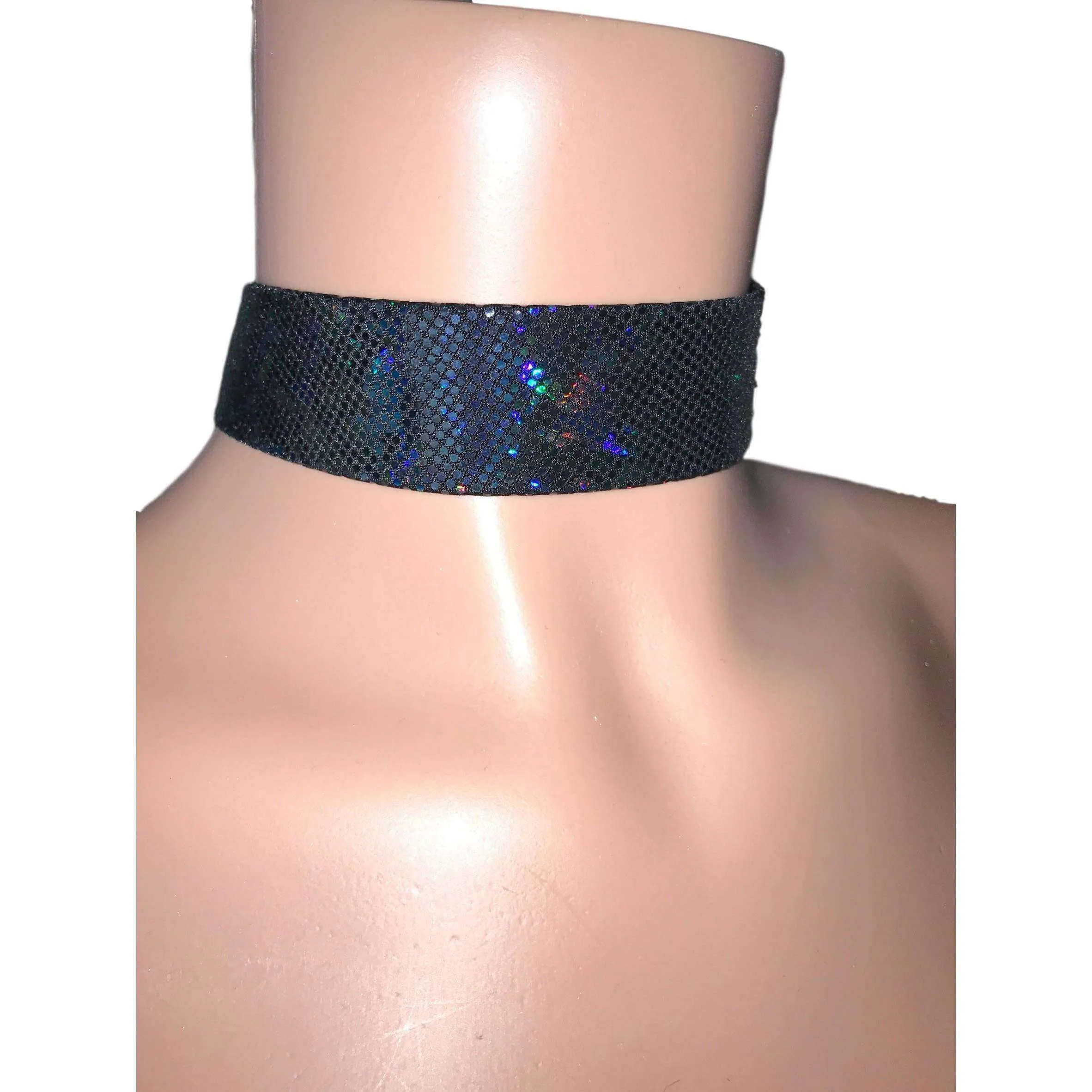 Black Shattered Glass Holographic Choker