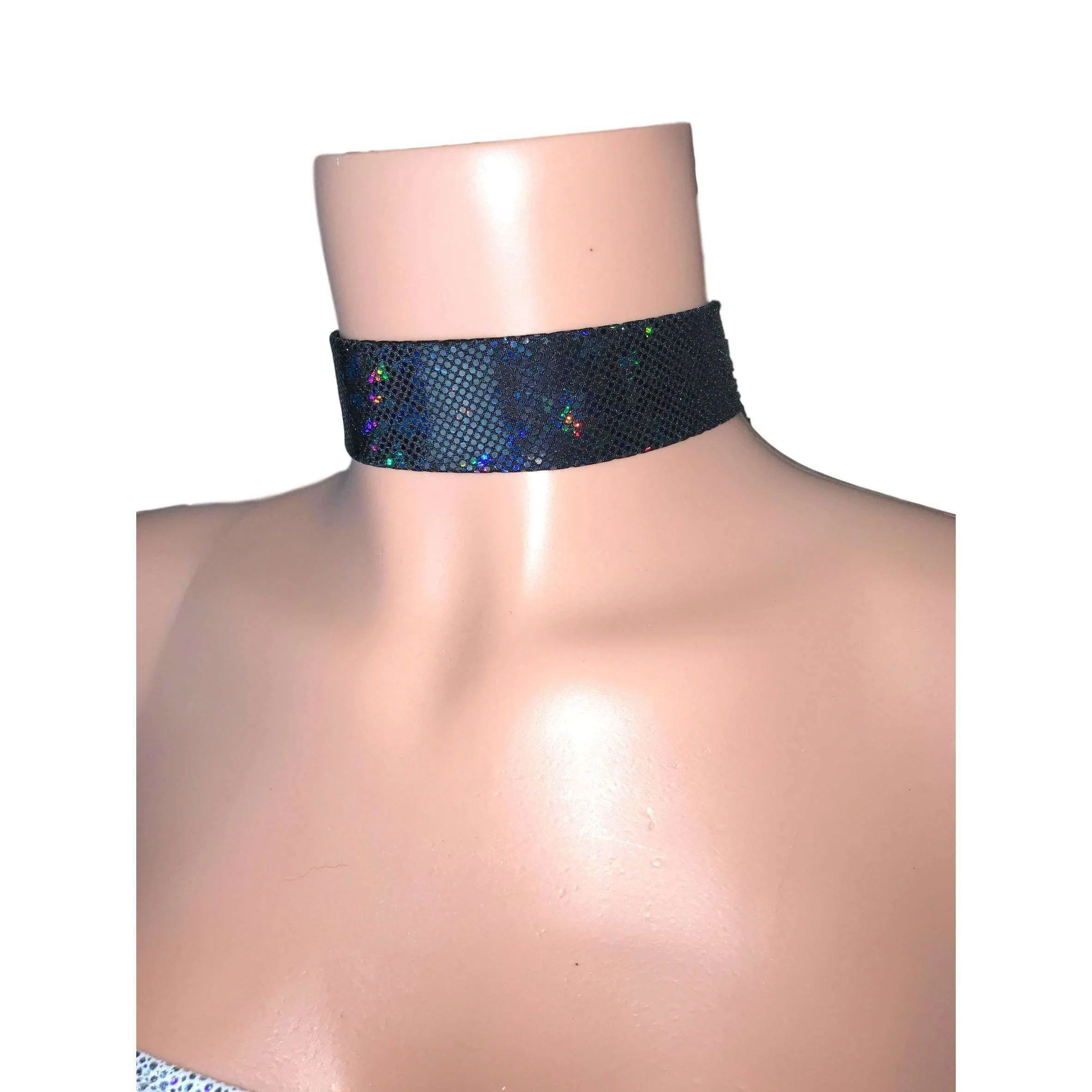 Black Shattered Glass Holographic Choker