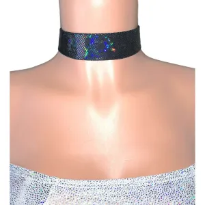 Black Shattered Glass Holographic Choker