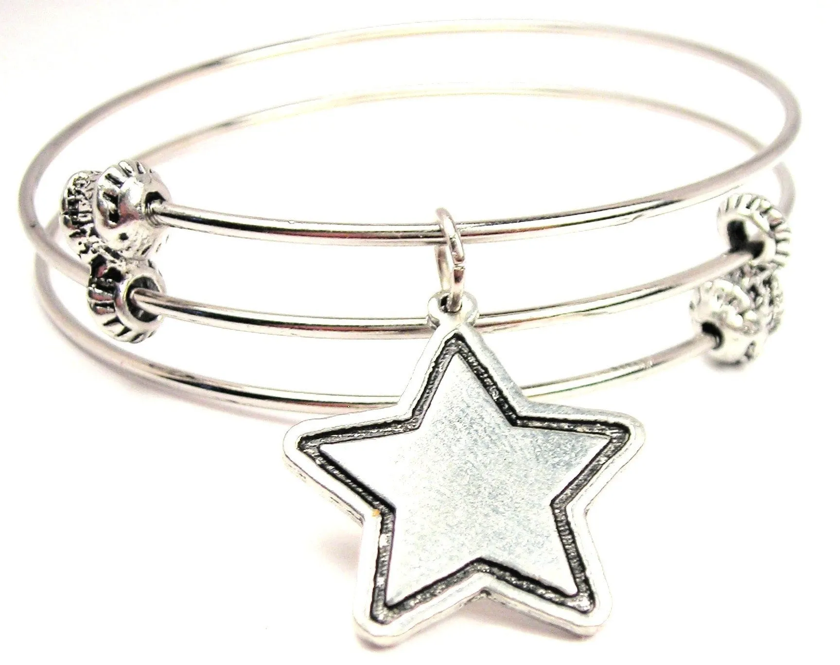 Blank Star Triple Style Expandable Bangle Bracelet