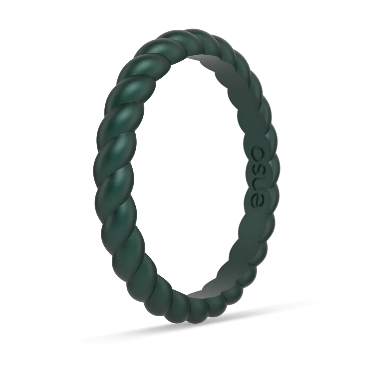 Braided Stackable Silicone Ring - Metallic Green