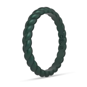 Braided Stackable Silicone Ring - Metallic Green