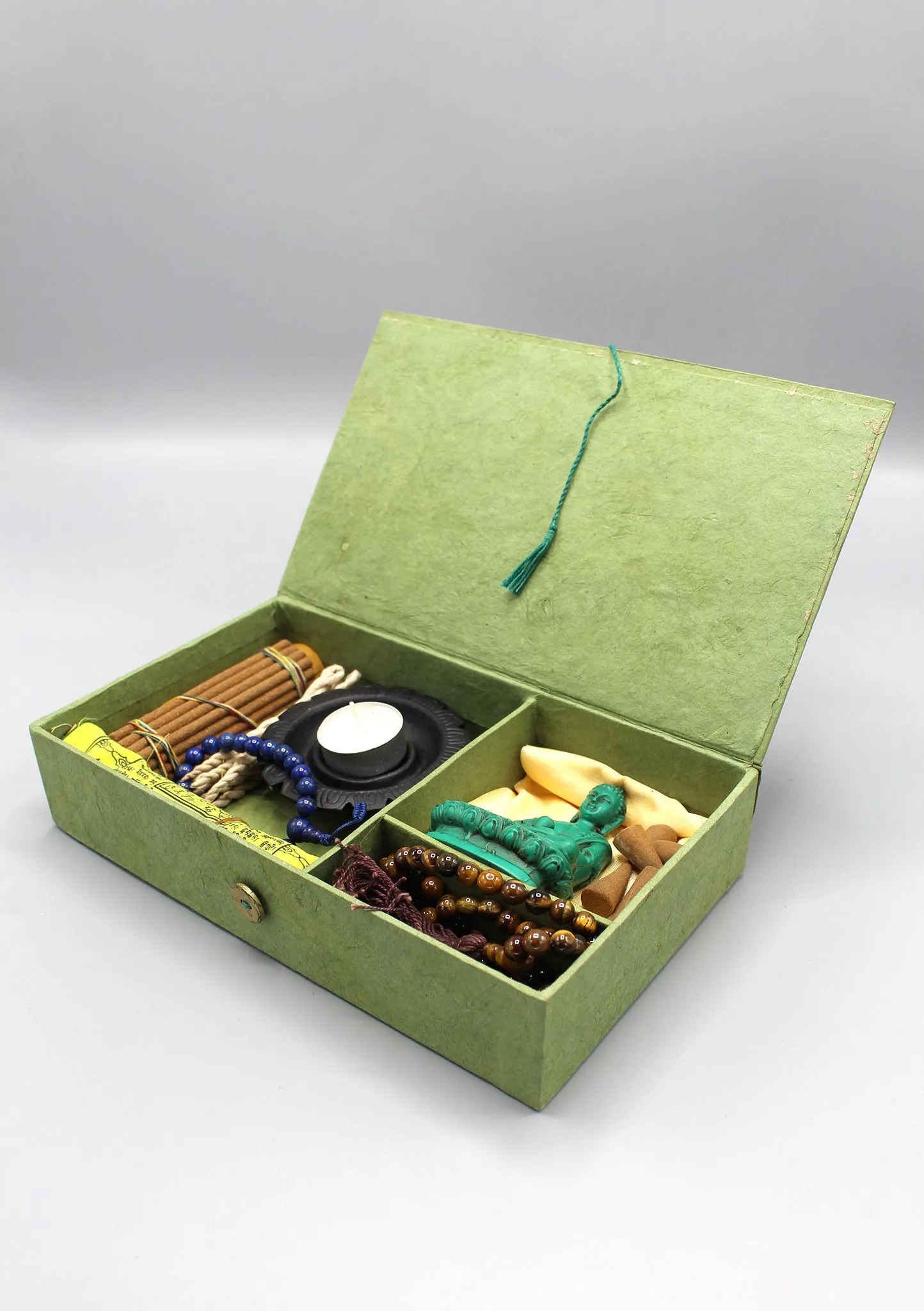 Buddha Statue, Incense and Prayer Flags Zen Gift Box