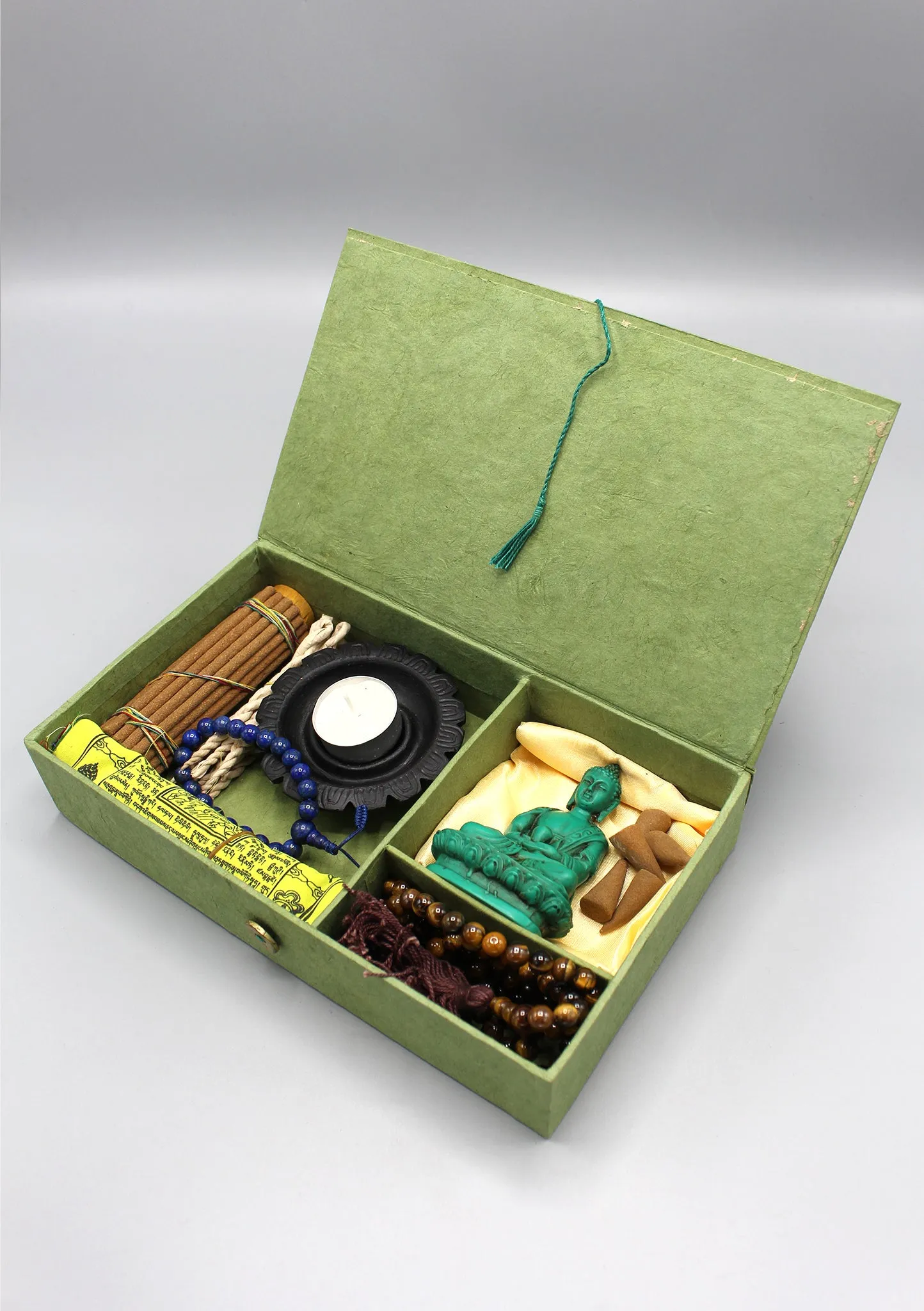 Buddha Statue, Incense and Prayer Flags Zen Gift Box