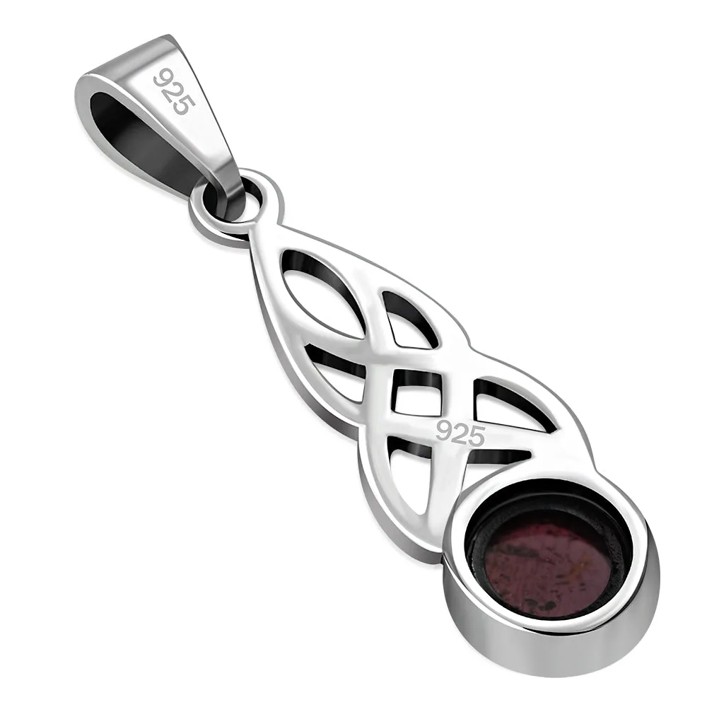 Celtic Knot Silver Pendant set w/ Garnet Stone