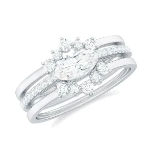 Certified Moissanite Trio Wedding Ring Set