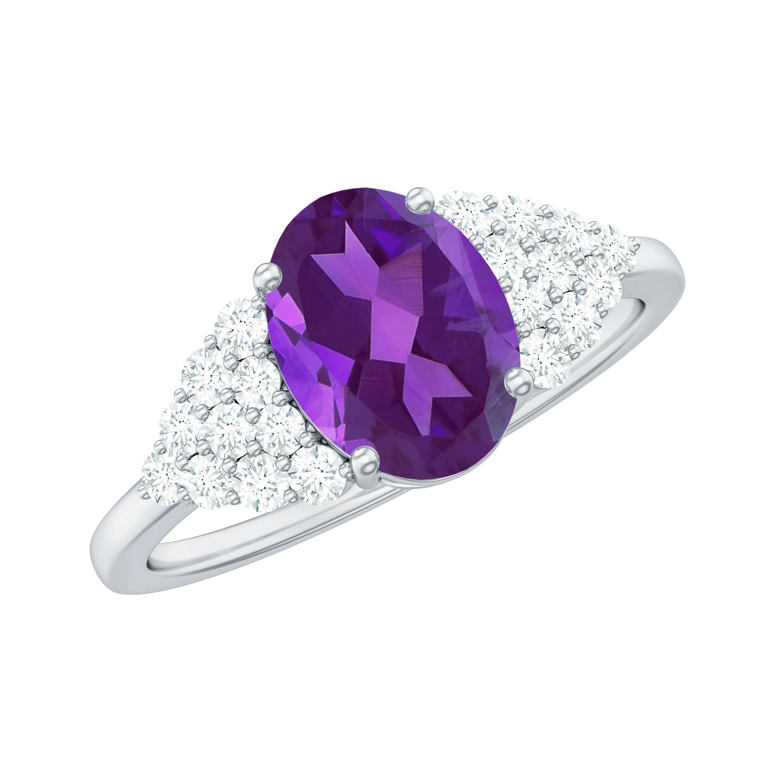 Classic Amethyst and Diamond Engagement Ring