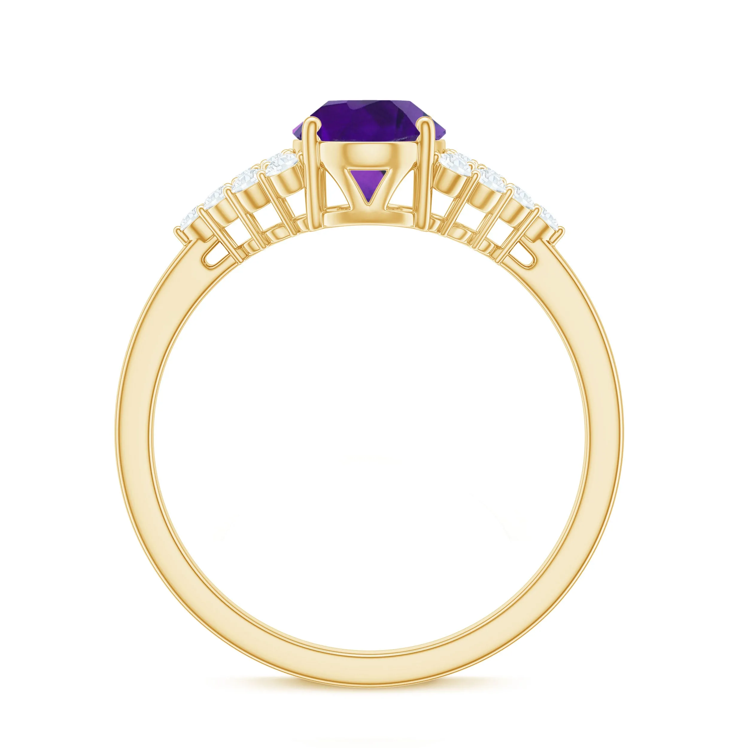 Classic Amethyst and Diamond Engagement Ring