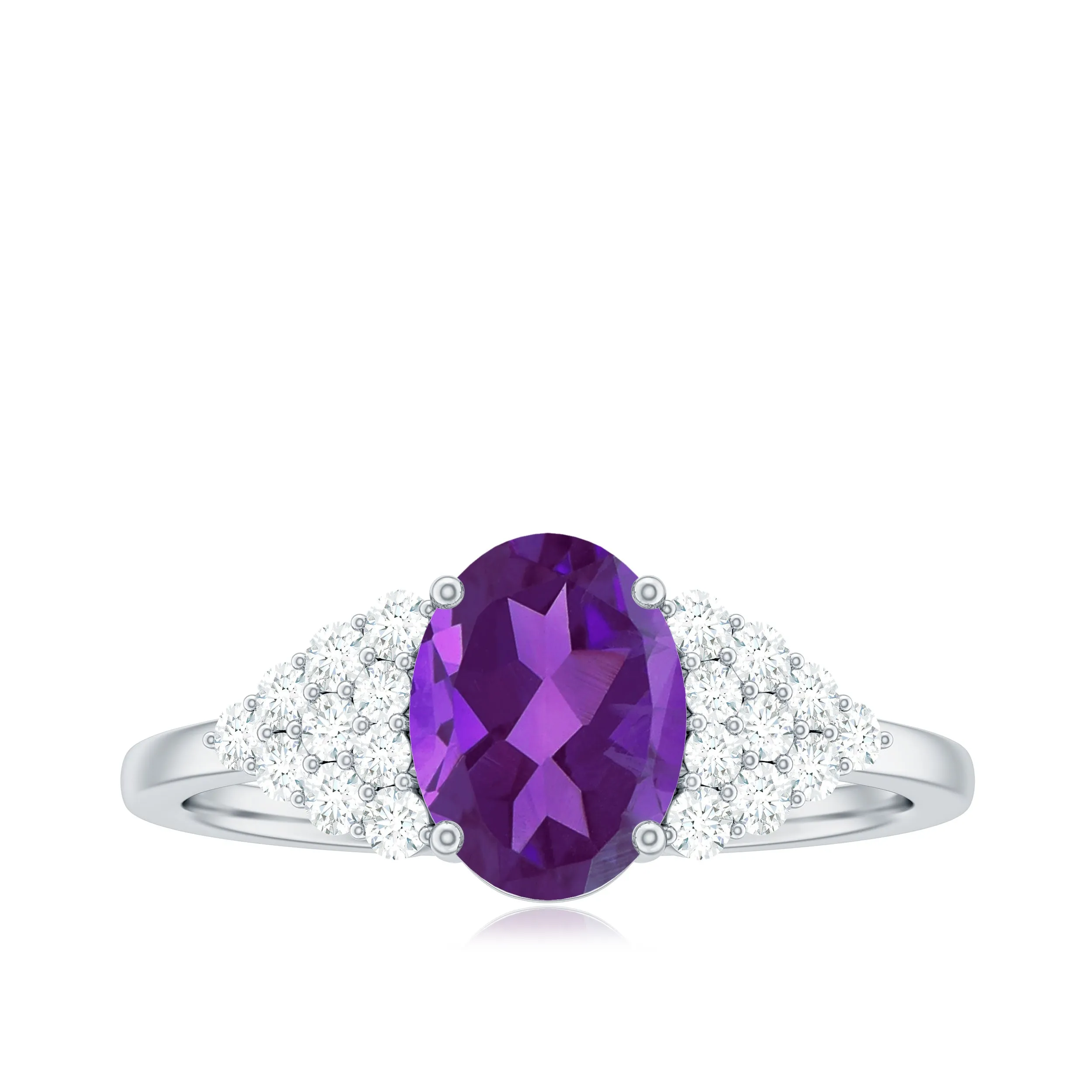 Classic Amethyst and Diamond Engagement Ring