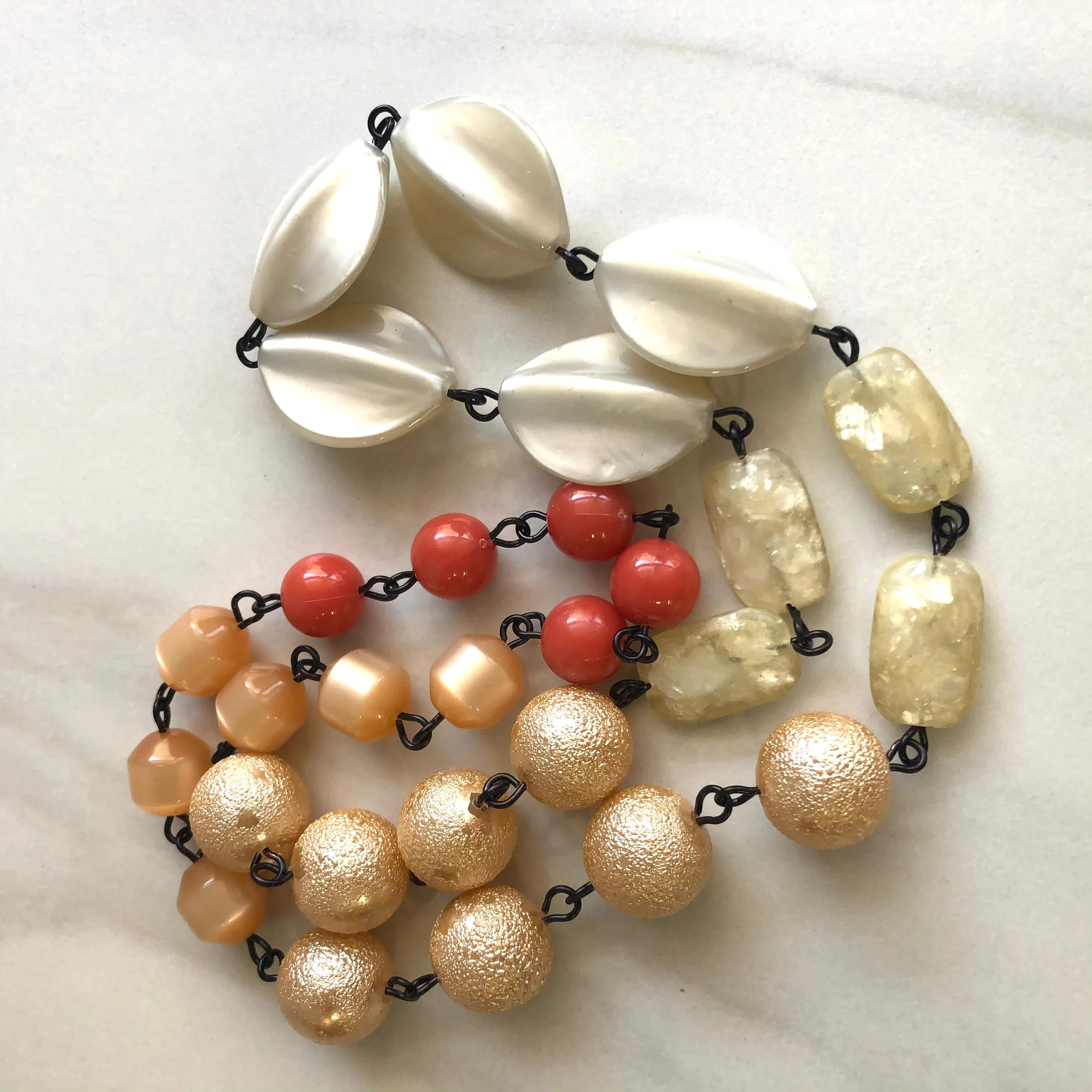 Cream Antique Pearl & Burnt Orange Carmen Necklace