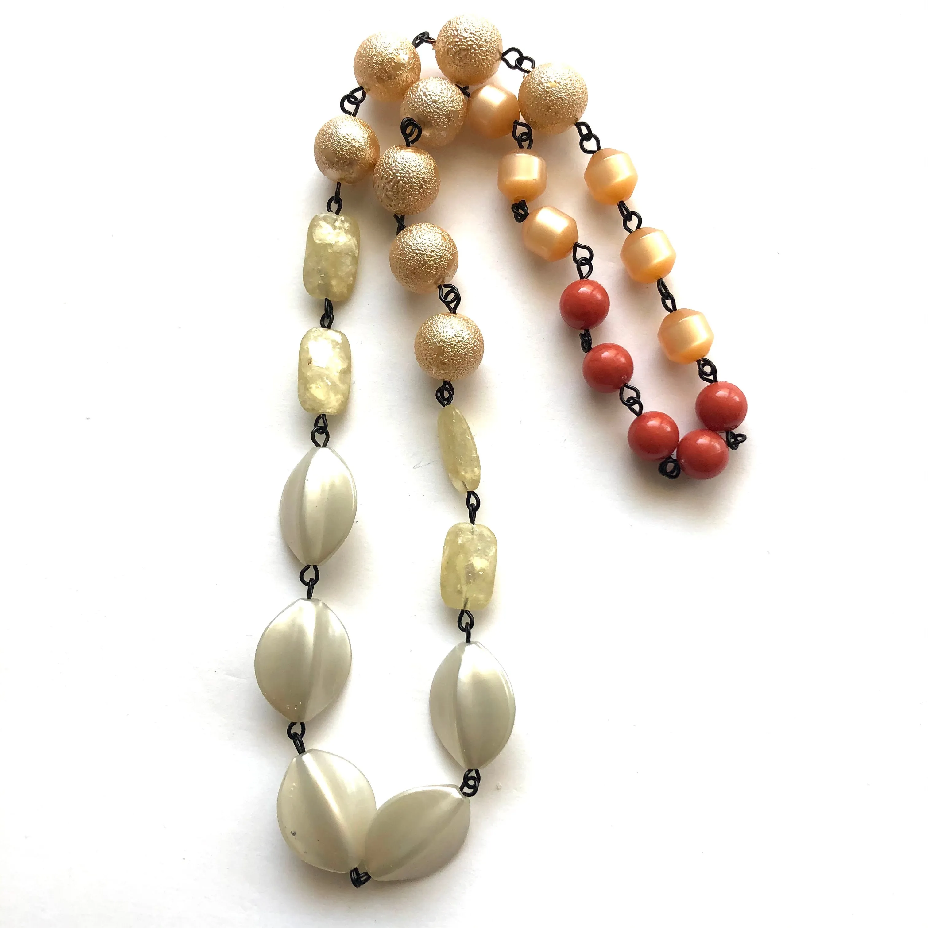 Cream Antique Pearl & Burnt Orange Carmen Necklace