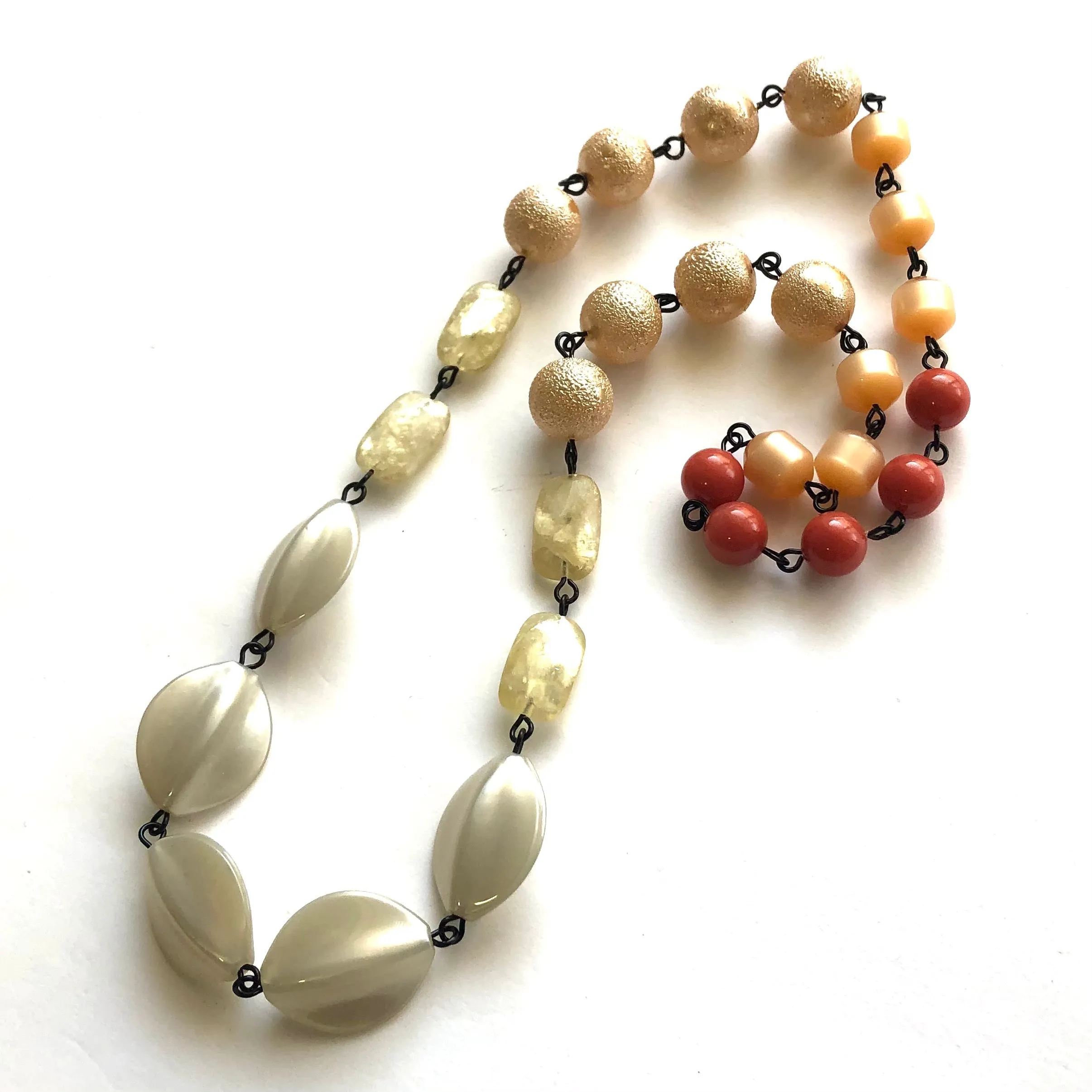 Cream Antique Pearl & Burnt Orange Carmen Necklace