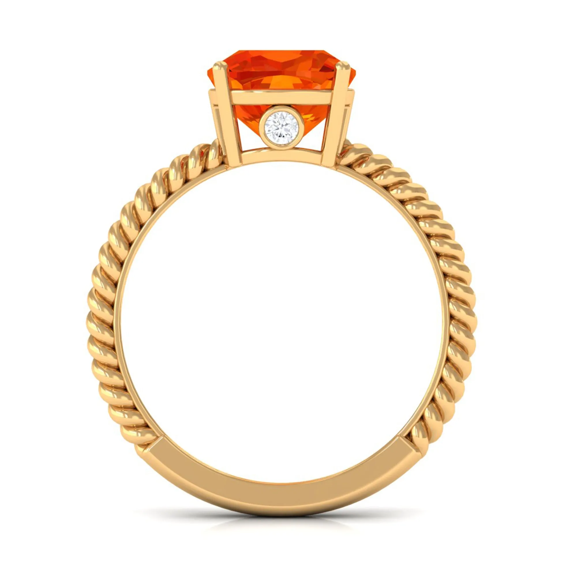 Created Orange Sapphire Solitaire Engagement Ring