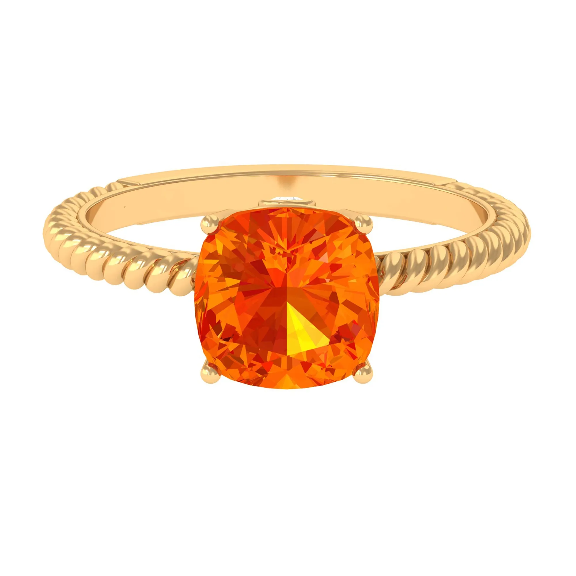 Created Orange Sapphire Solitaire Engagement Ring