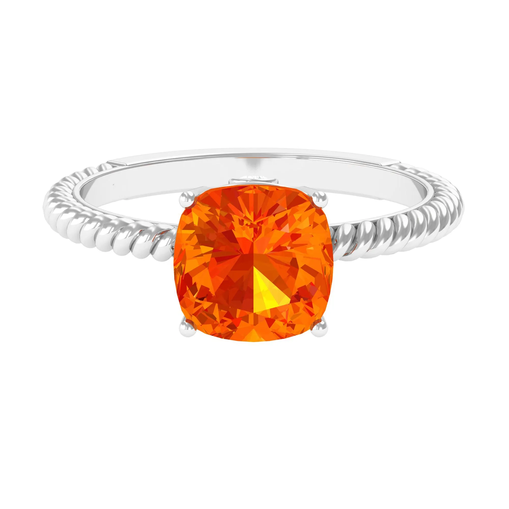 Created Orange Sapphire Solitaire Engagement Ring