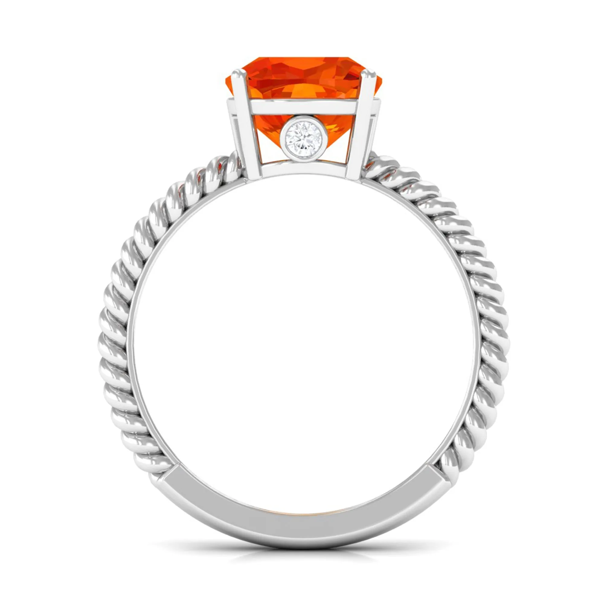 Created Orange Sapphire Solitaire Engagement Ring