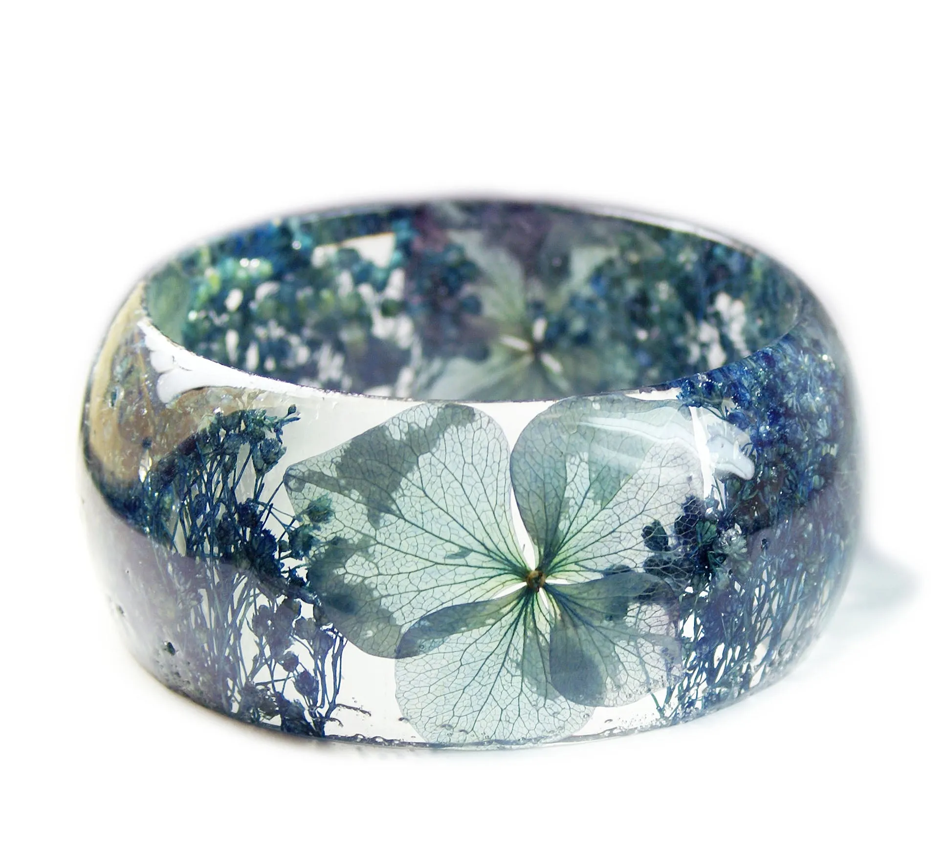 Crystal Blue Flower Resin Bracelet