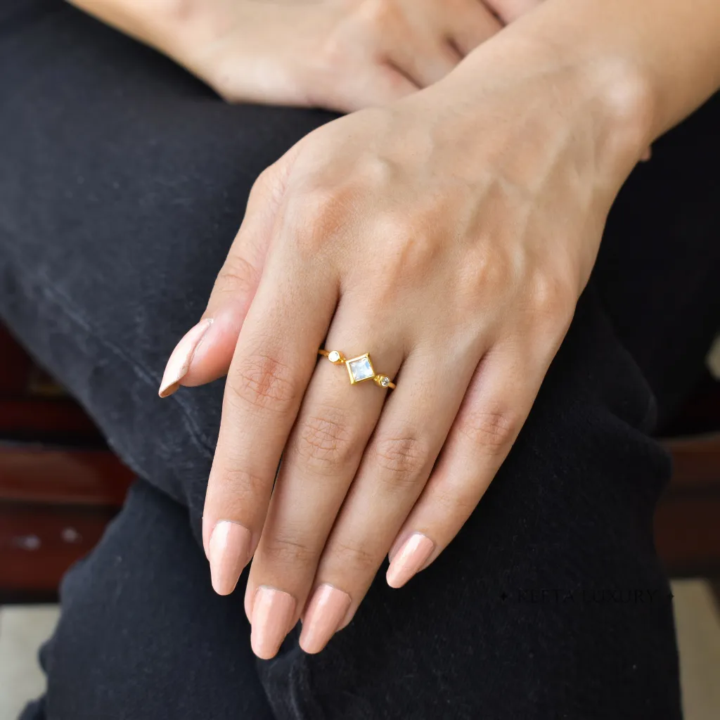 Crystal Crescent - Moonstone Ring