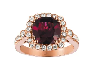 Cushion-Cut Rhodalite Garnet Ring