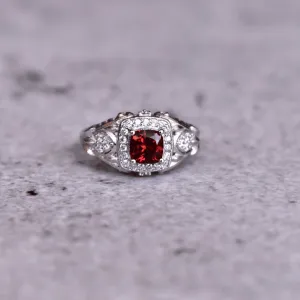 Cushion Elegance - Garnet Ring