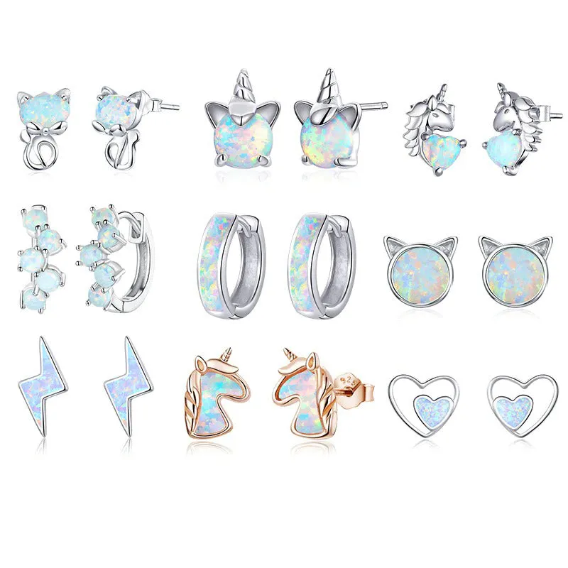 Dazzling Mystical Unicorn Moonstone Stud Earrings